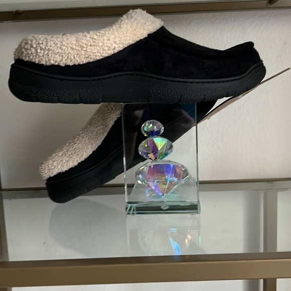 Dearfoams [Mens Large Size 11-12 - NWT] Black Memory Foam Slippers - Picture 2 of 12